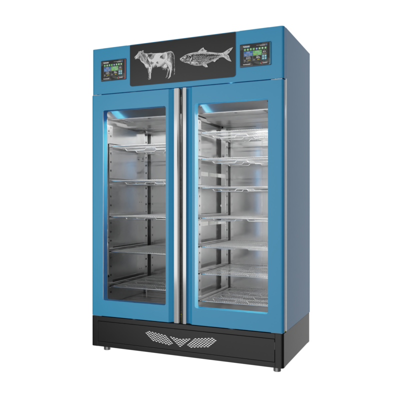 Stagionello® Fish Curing Device Combo 100+100 KG fish/meat glass door