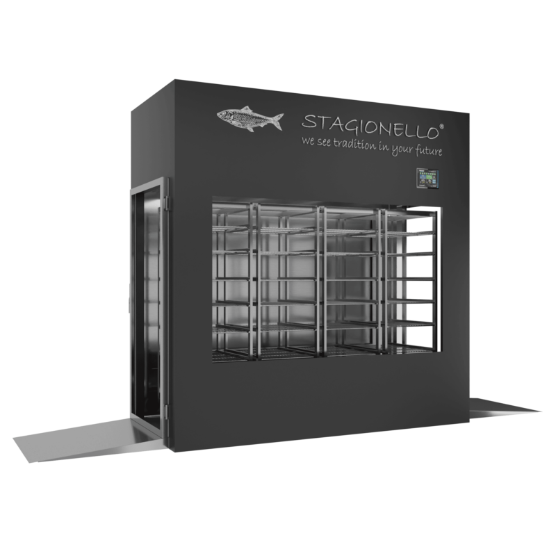 Stagionello® Fish Curing Device 600 Kg TUNNEL GLASS DOOR