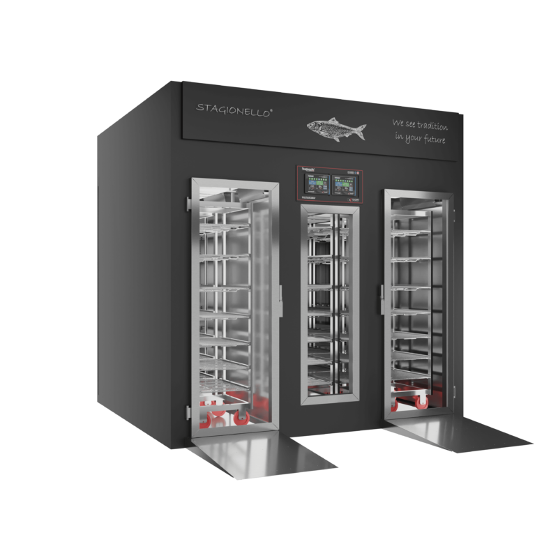 Stagionello® Fish Curing Device 300/900 Kg Walk-in GLASS DOOR